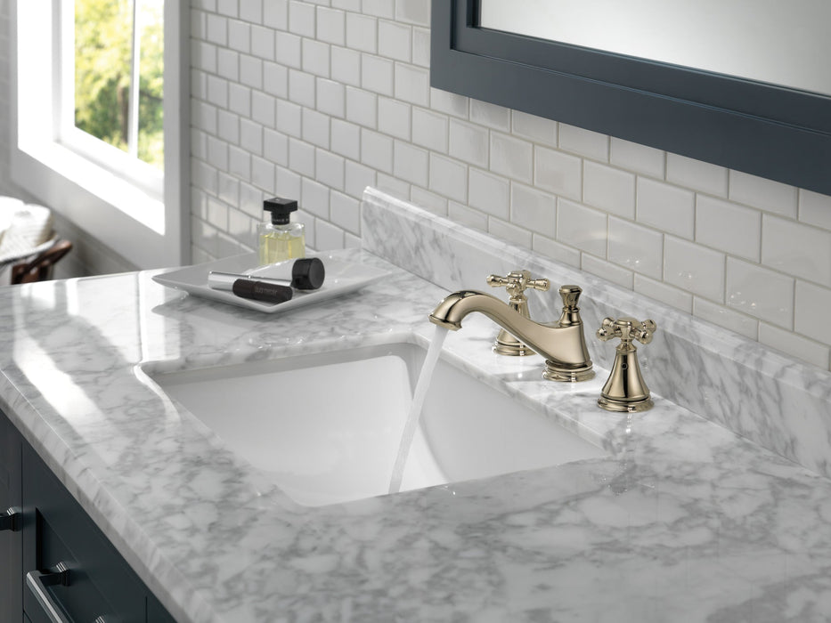 Delta Cassidy 3595LF Two Handle Widespread Bathroom Faucet - Low Arc Spout - Less Handles