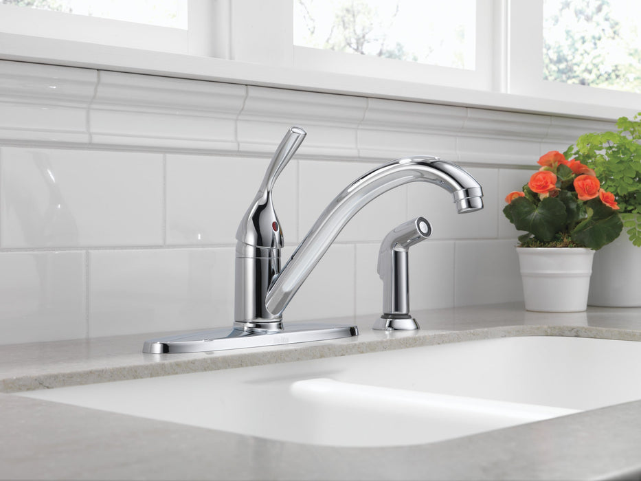 Delta 134 / 100 / 300 / 400 Series 400 Single Handle Kitchen Faucet with Spray