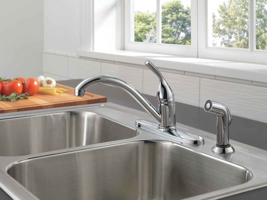 Delta 134 / 100 / 300 / 400 Series 400 Single Handle Kitchen Faucet with Spray