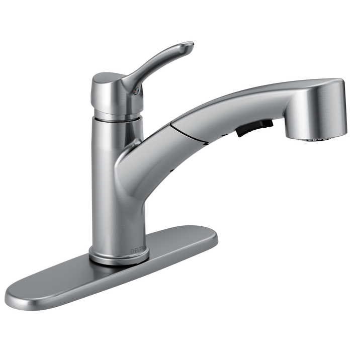 Delta Collins 4140 Single Handle Pull-Out Kitchen Faucet, arctic stainless