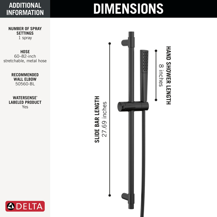 Delta Universal Showering Components 51808 Premium Single-Setting Slide Bar Hand Shower