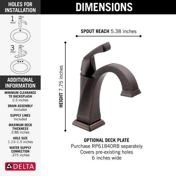 Delta Dryden 551 Single Handle Bathroom Faucet, venetian bronze - view 4