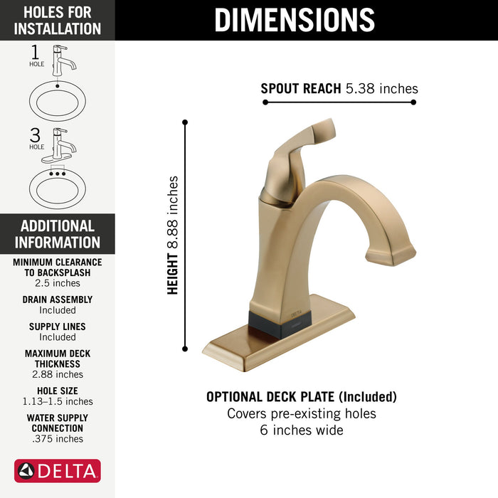 Delta Dryden 551T Touch2O Bathroom Faucet with Touchless Technology