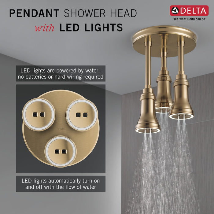 Delta Universal Showering Components 57190 H2OKINETIC Pendant Raincan Shower Head with LED Light