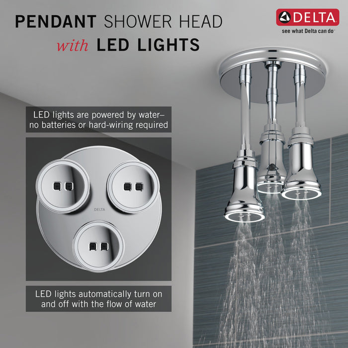 Delta Universal Showering Components 57190 H2OKINETIC Pendant Raincan Shower Head with LED Light