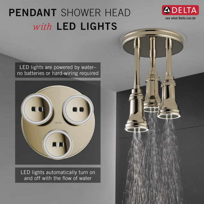 Delta Universal Showering Components 57190 H2OKINETIC Pendant Raincan Shower Head with LED Light