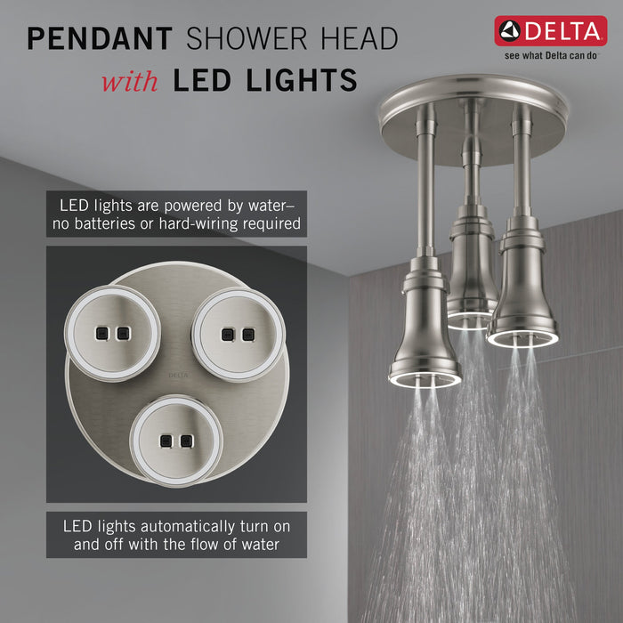 Delta Universal Showering Components 57190 H2OKINETIC Pendant Raincan Shower Head with LED Light