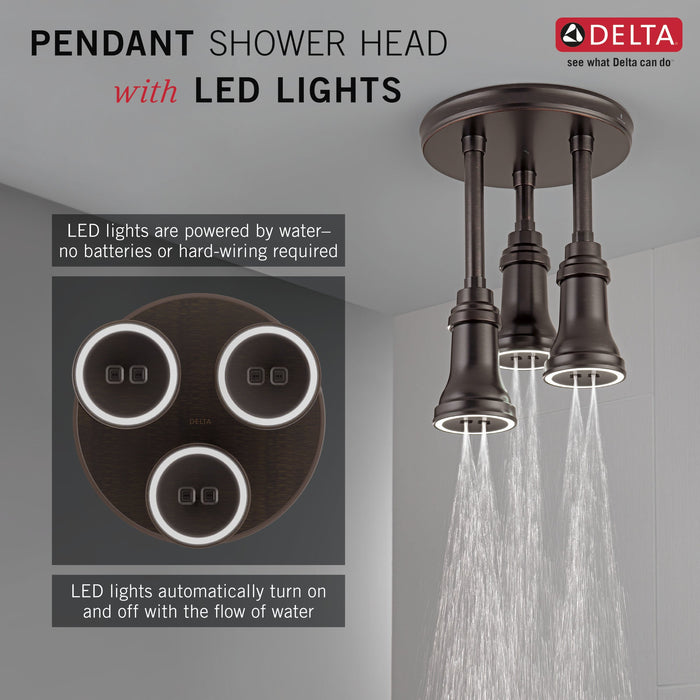 Delta Universal Showering Components 57190 H2OKINETIC Pendant Raincan Shower Head with LED Light