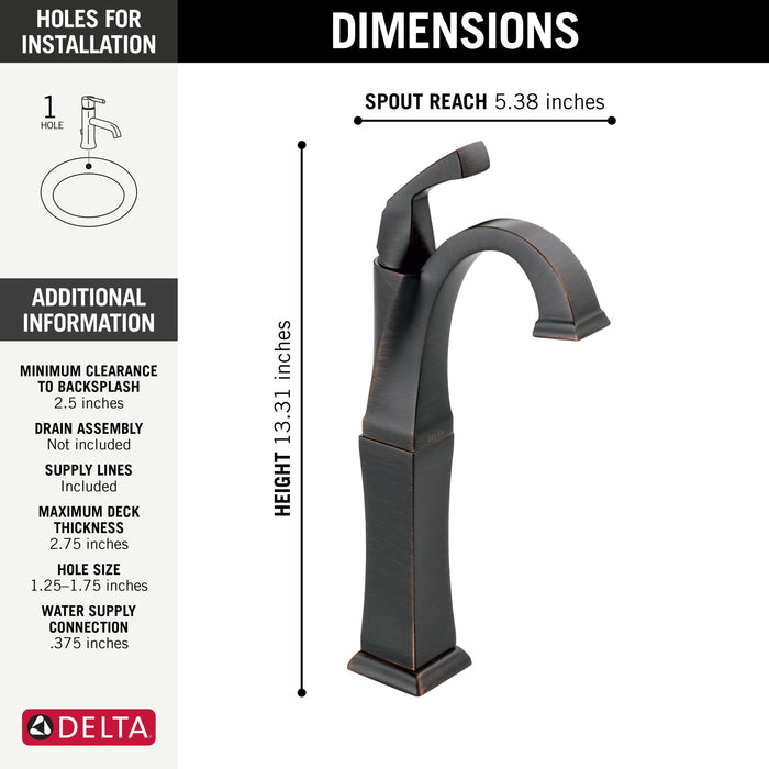 Delta Dryden 751 Single Handle Vessel Bathroom Faucet, venetian bronze - view 5