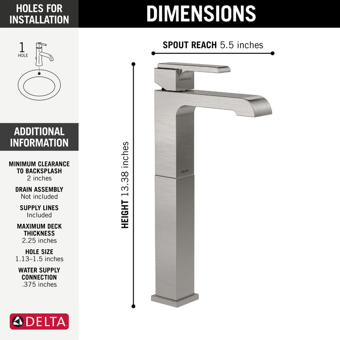 Delta Ara 767LF Single Handle Vessel Bathroom Faucet, stainless - view 3
