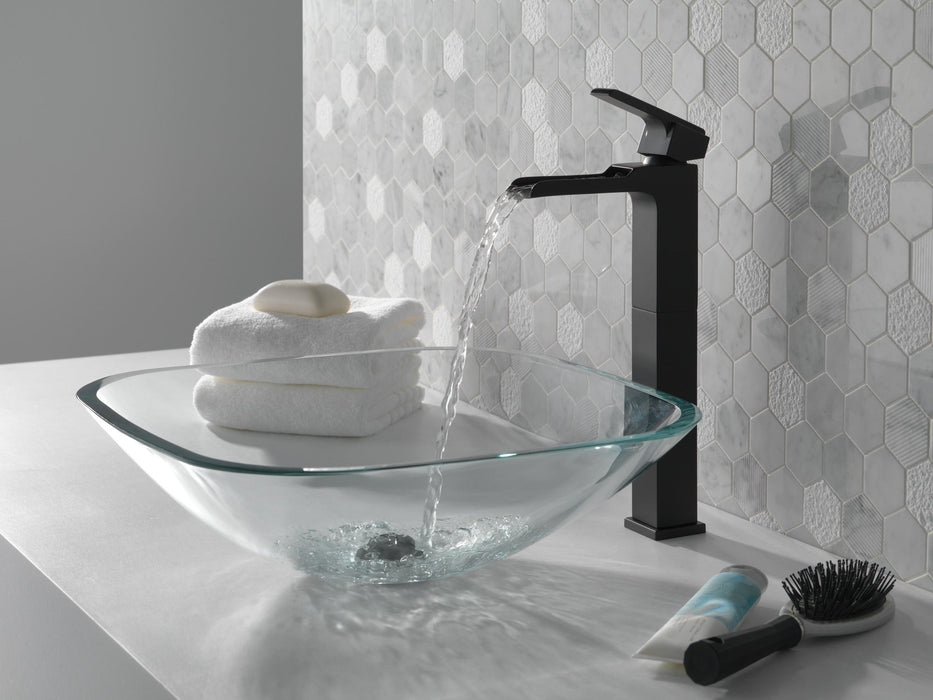 Delta Ara 768LF Single Handle Vessel Channel Bathroom Faucet, matte black - view 2
