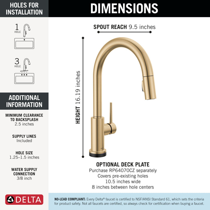 Delta Trinsic 9159TL TouchTouch 2O Technology Kitchen Faucet with Touchless Technology