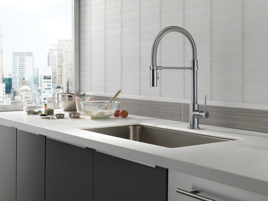 Delta Trinsic 9659 Single-Handle Pull-Down Spring Kitchen Faucet, arctic stainless - view 4