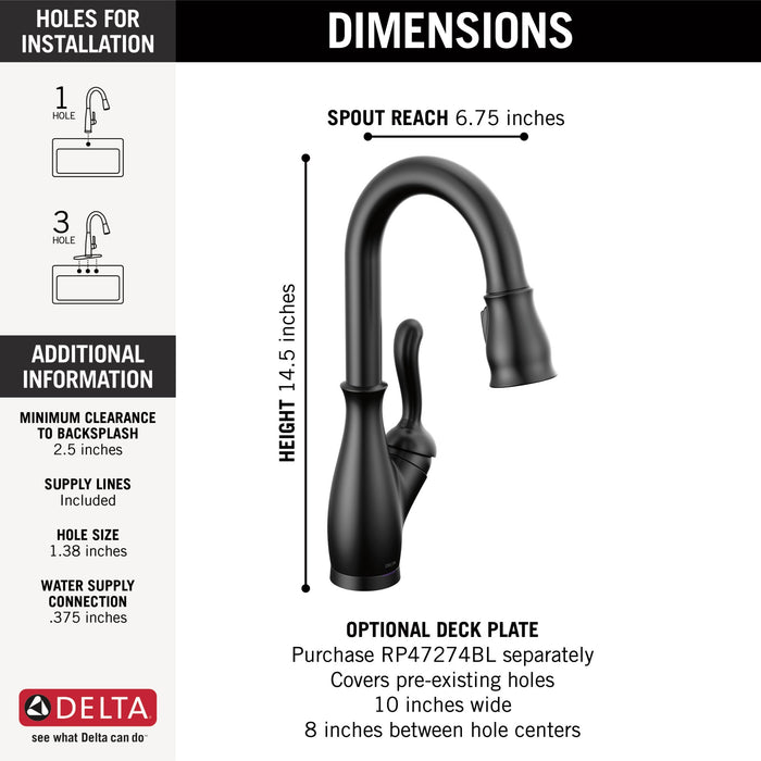 Delta Leland 9678TL Touch2O Bar / Prep Faucet with Touchless Technology