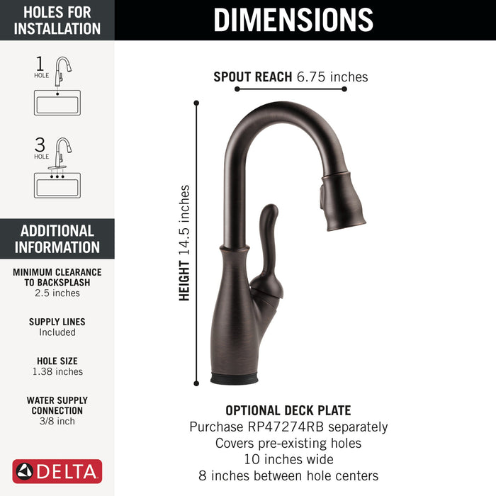 Delta Leland 9678TL Touch2O Bar / Prep Faucet with Touchless Technology