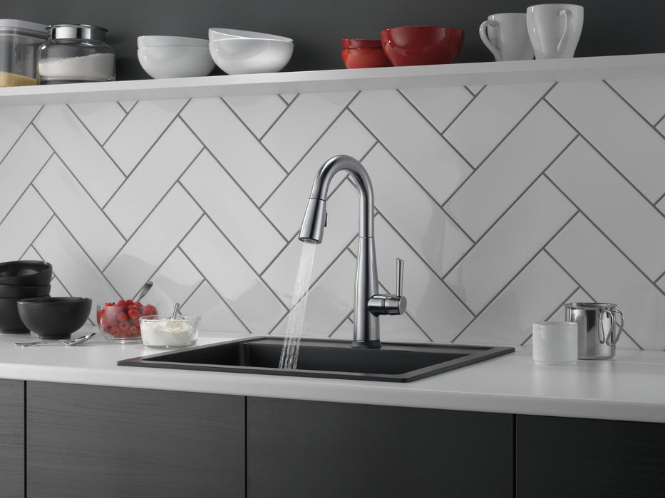 Delta Essa 9913T Single Handle Pull-Down Bar / Prep Faucet with TouchTouch 2O Technology