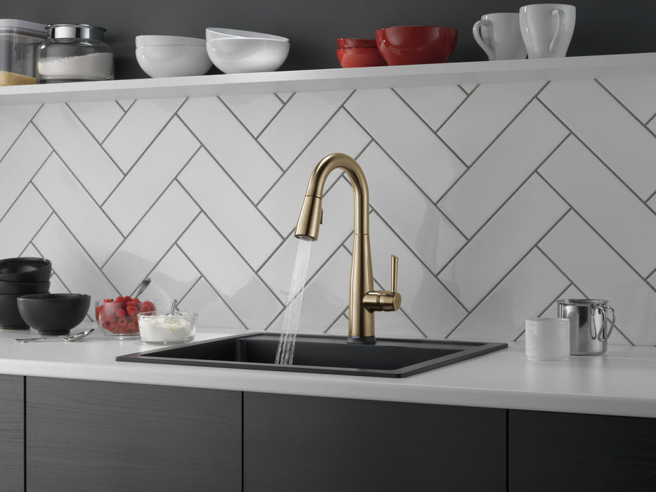 Delta Essa 9913T Single Handle Pull-Down Bar / Prep Faucet with TouchTouch 2O Technology