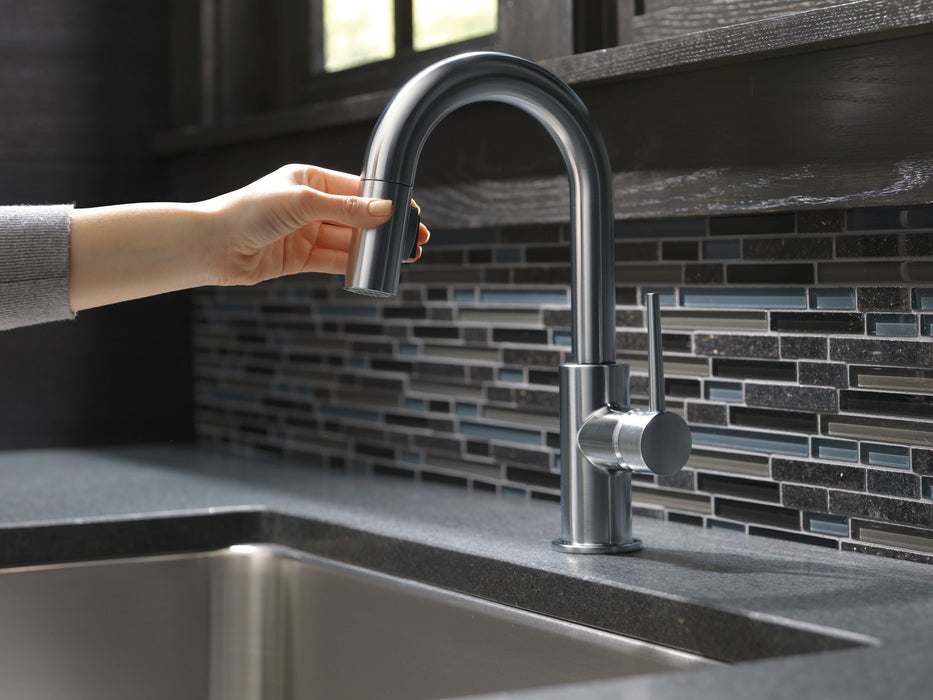 Delta Trinsic 9959 Single Handle Pull-Down Bar / Prep Faucet, arctic stainless - view 4