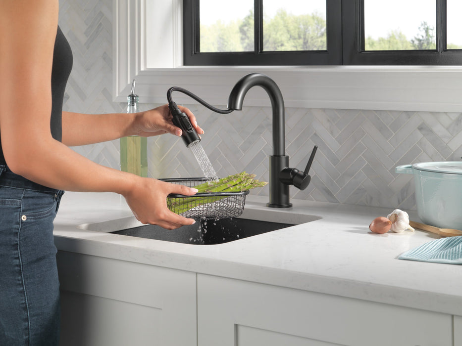Delta Trinsic 9959 Single Handle Pull-Down Bar / Prep Faucet, matte black - view 5