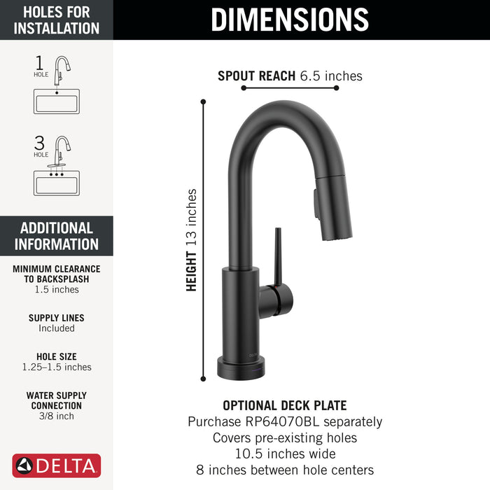Delta Trinsic 9959TL Touch2O Bar / Prep Faucet with Touchless Technology