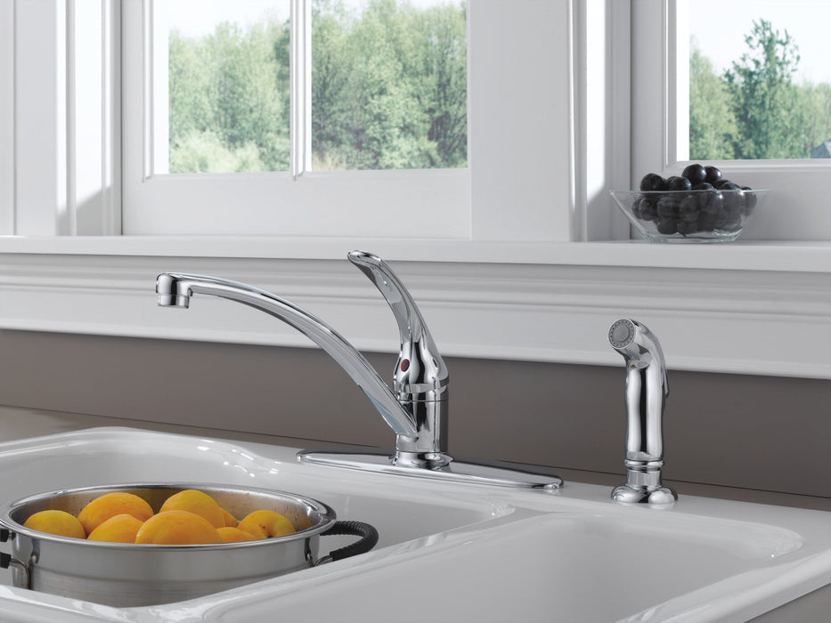 Delta Foundations B4410LF Single Handle Kitchen Faucet with Spray