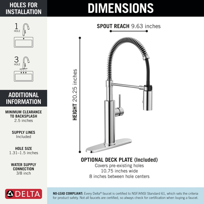 Delta Antoni 18803 Single-Handle Pull-Down Spring Kitchen Faucet