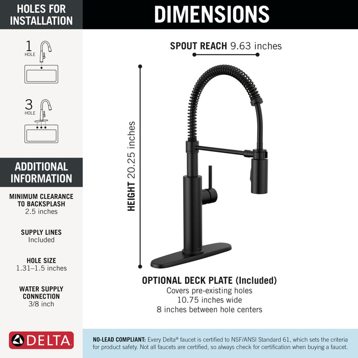 Delta Antoni 18803 Single-Handle Pull-Down Spring Kitchen Faucet