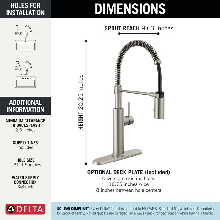 Delta Antoni 18803 Single-Handle Pull-Down Spring Kitchen Faucet