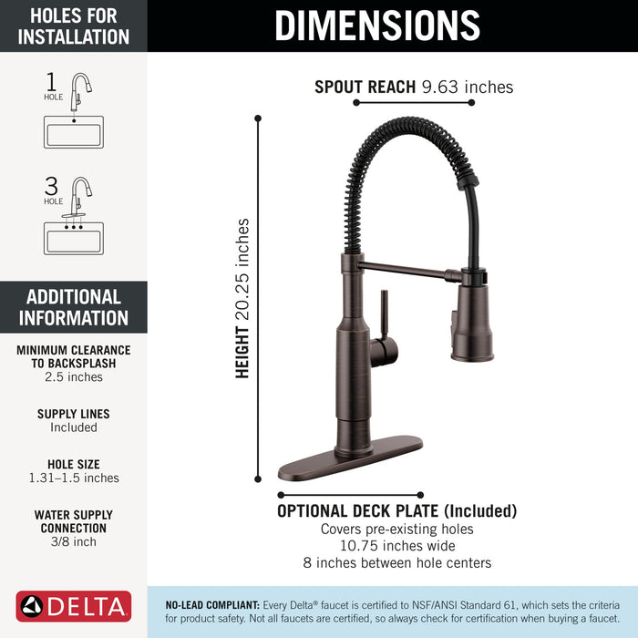 Delta Theodora 18804Z Single-Handle Pull-Down Spring Kitchen Faucet