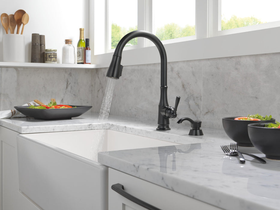 Delta Capertee 19877Z Single Handle Pull-Down Kitchen Faucet with Soap Dispenser and ShieldSpray Technology