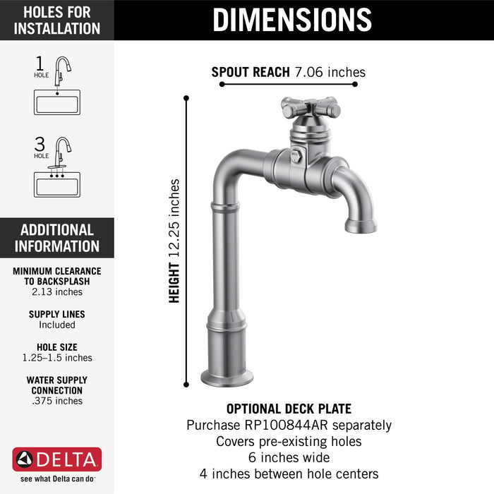 Delta Broderick 1990LFC True Bar Kitchen Faucet