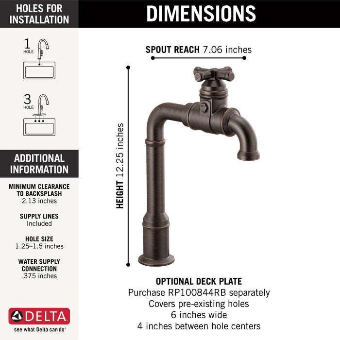 Delta Broderick 1990LFC True Bar Kitchen Faucet