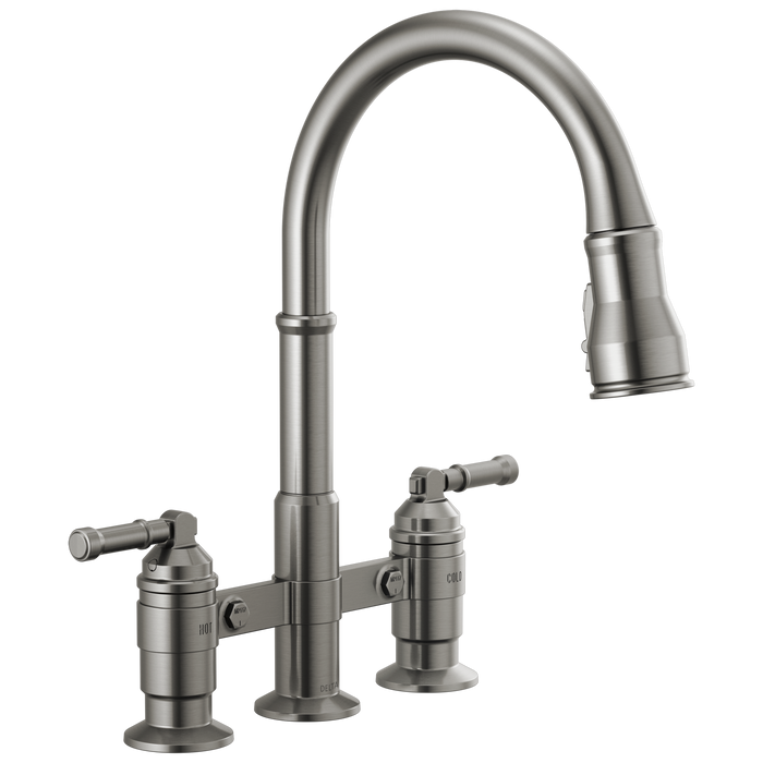Delta Broderick 2390L Two Handle Pull-Down Bridge Kitchen Faucet