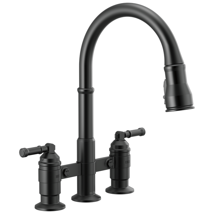 Delta Broderick 2390L Two Handle Pull-Down Bridge Kitchen Faucet