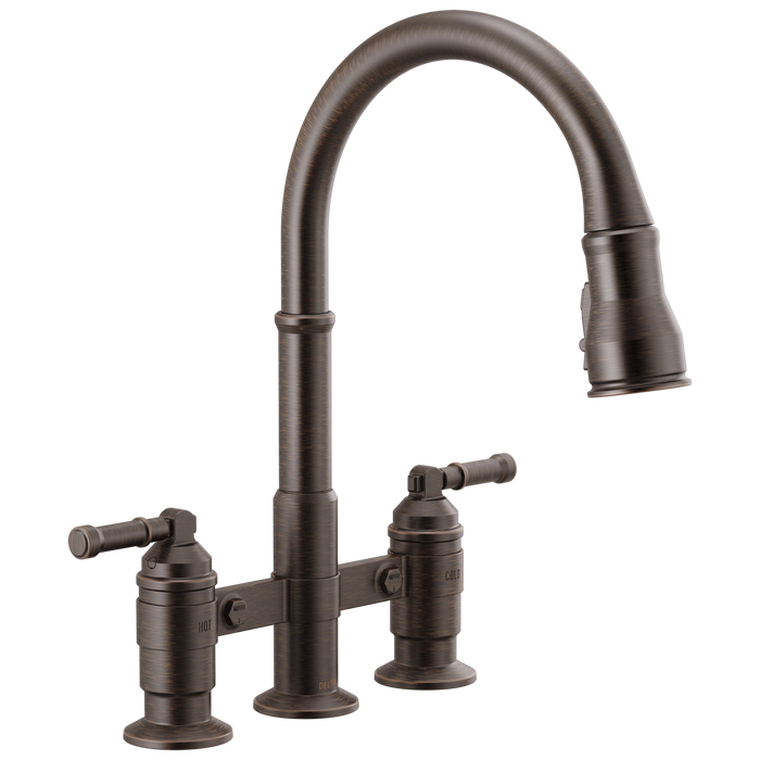 Delta Broderick 2390L Two Handle Pull-Down Bridge Kitchen Faucet