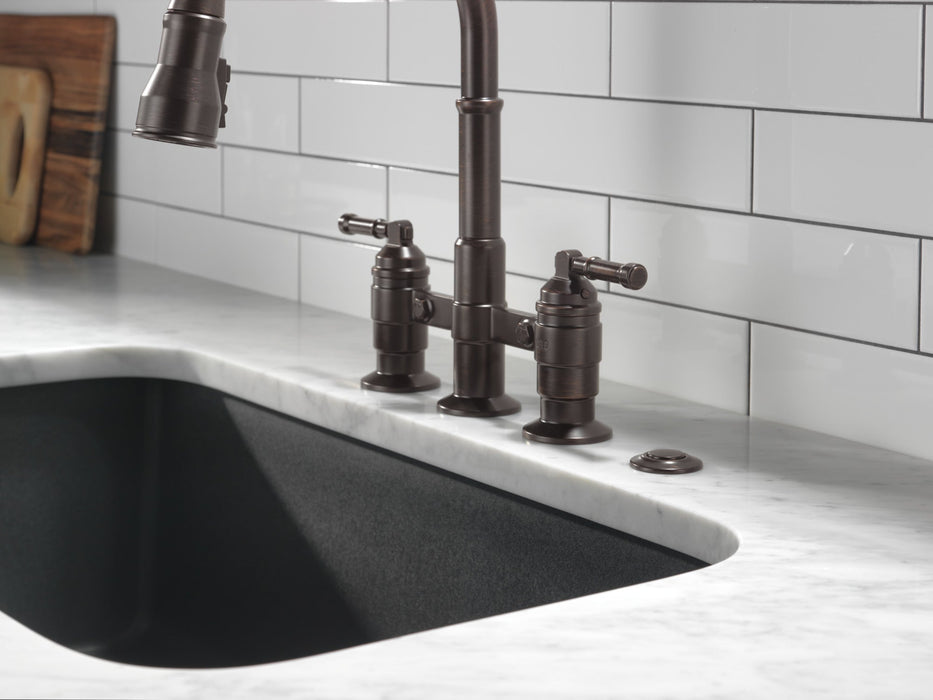 Delta Broderick 2390L Two Handle Pull-Down Bridge Kitchen Faucet