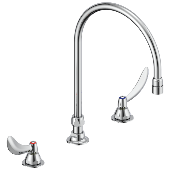 Commercial 23C6 23C624 Two Handle Widespread Lavatory Faucet with Gooseneck Spout - Less Pop-Up