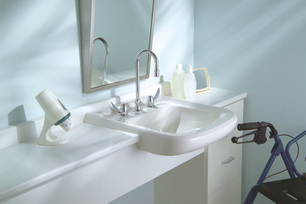Commercial 23C6 23C642 Two Handle Widespread Lavatory Faucet with Gooseneck Spout - Less Pop-Up