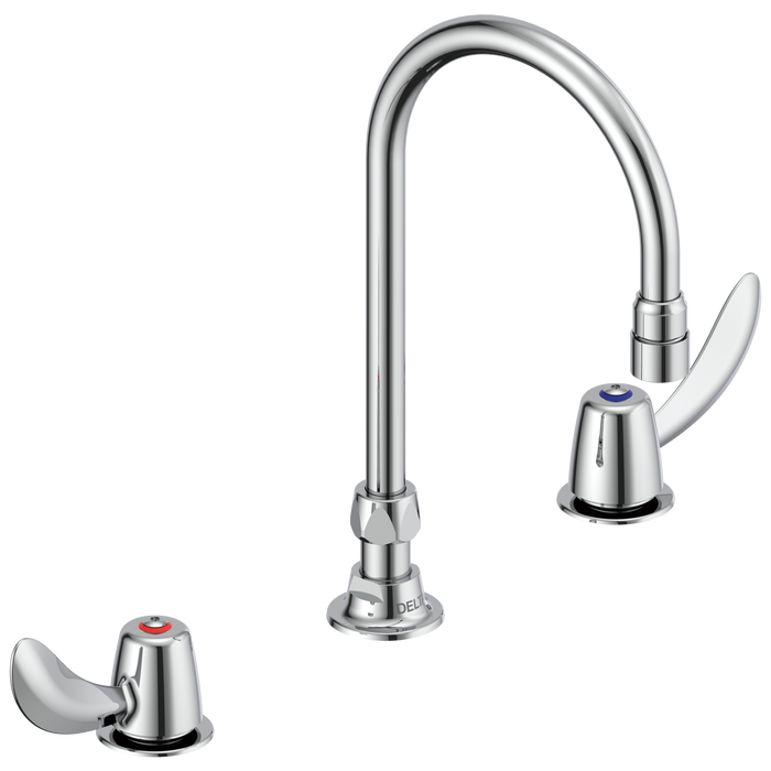 Commercial 23C6 23C642 Two Handle Widespread Lavatory Faucet with Gooseneck Spout - Less Pop-Up