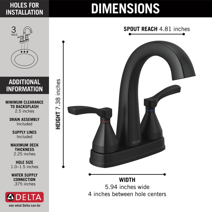 Delta Stryke 25775 Two Handle Centerset Bathroom Faucet