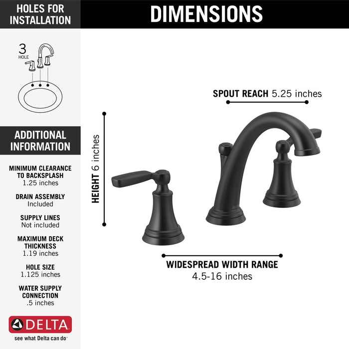 Delta Woodhurst 3532LF Two Handle Widespread Bathroom Faucet