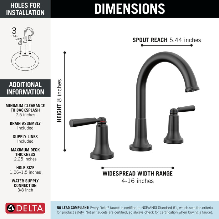 Delta Saylor 3535 Two Handle Widespread Bathroom Faucet