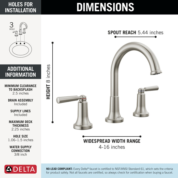 Delta Saylor 3535 Two Handle Widespread Bathroom Faucet
