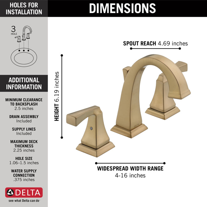 Delta Dryden 3551 Two Handle Widespread Bathroom Faucet