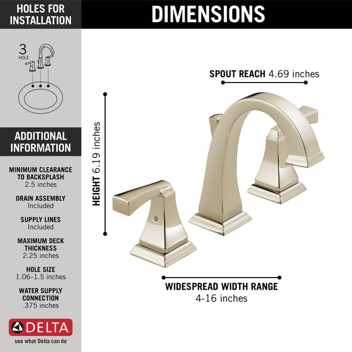 Delta Dryden 3551 Two Handle Widespread Bathroom Faucet