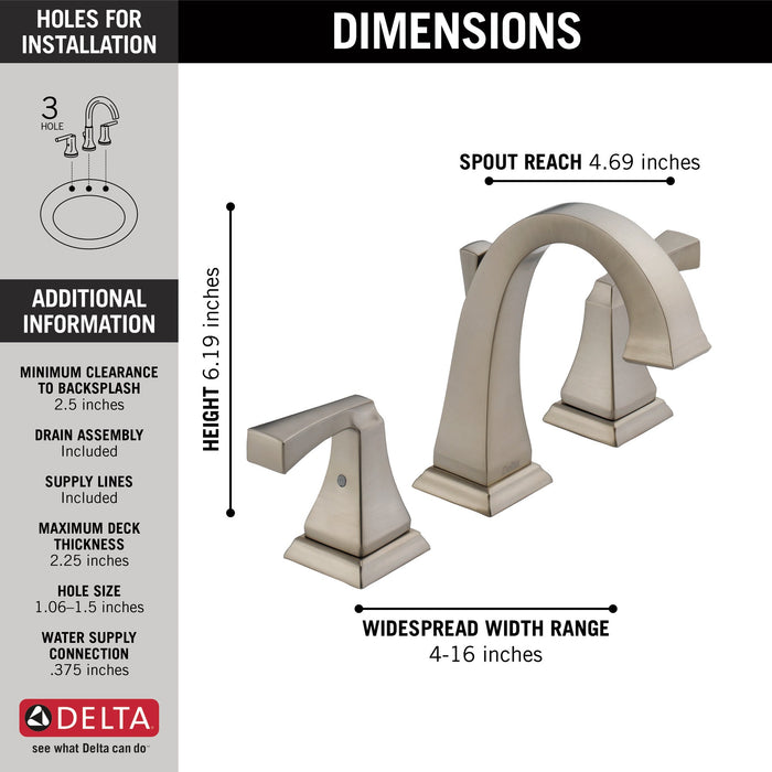 Delta Dryden 3551 Two Handle Widespread Bathroom Faucet
