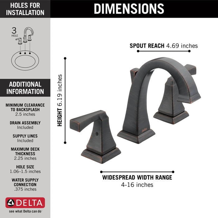 Delta Dryden 3551 Two Handle Widespread Bathroom Faucet