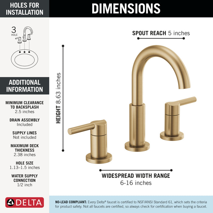 Delta Nicoli 35749LF Two Handle Widespread Bathroom Faucet