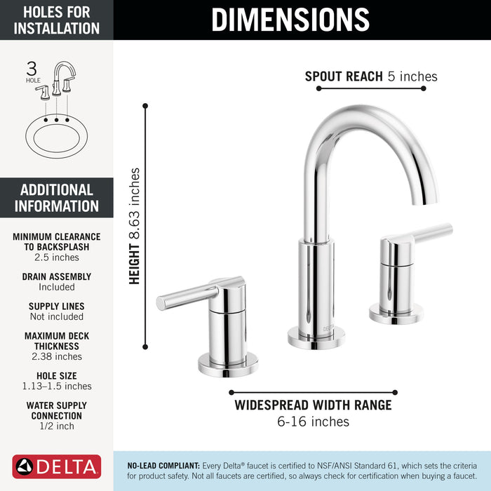 Delta Nicoli 35749LF Two Handle Widespread Bathroom Faucet