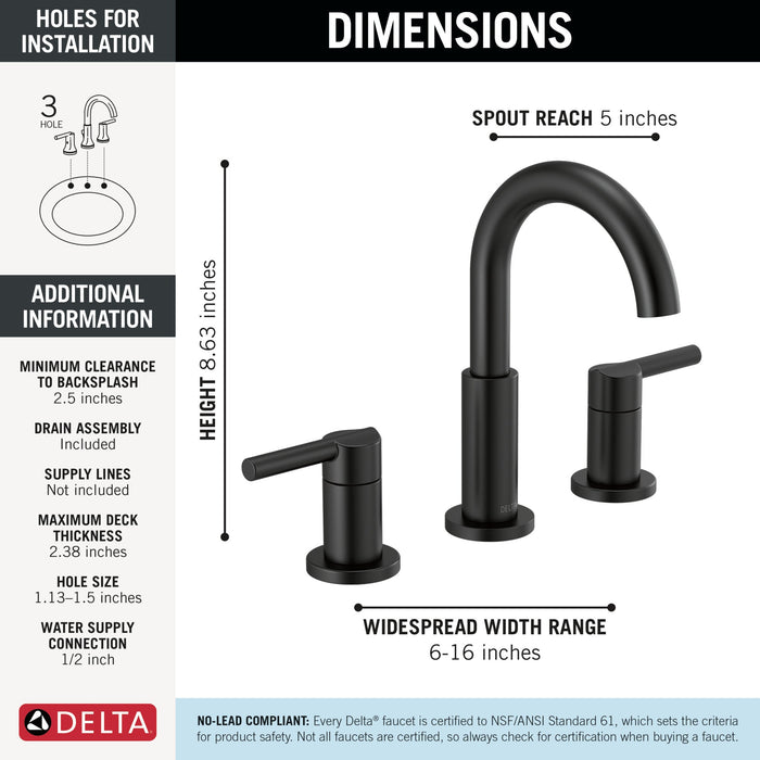 Delta Nicoli 35749LF Two Handle Widespread Bathroom Faucet